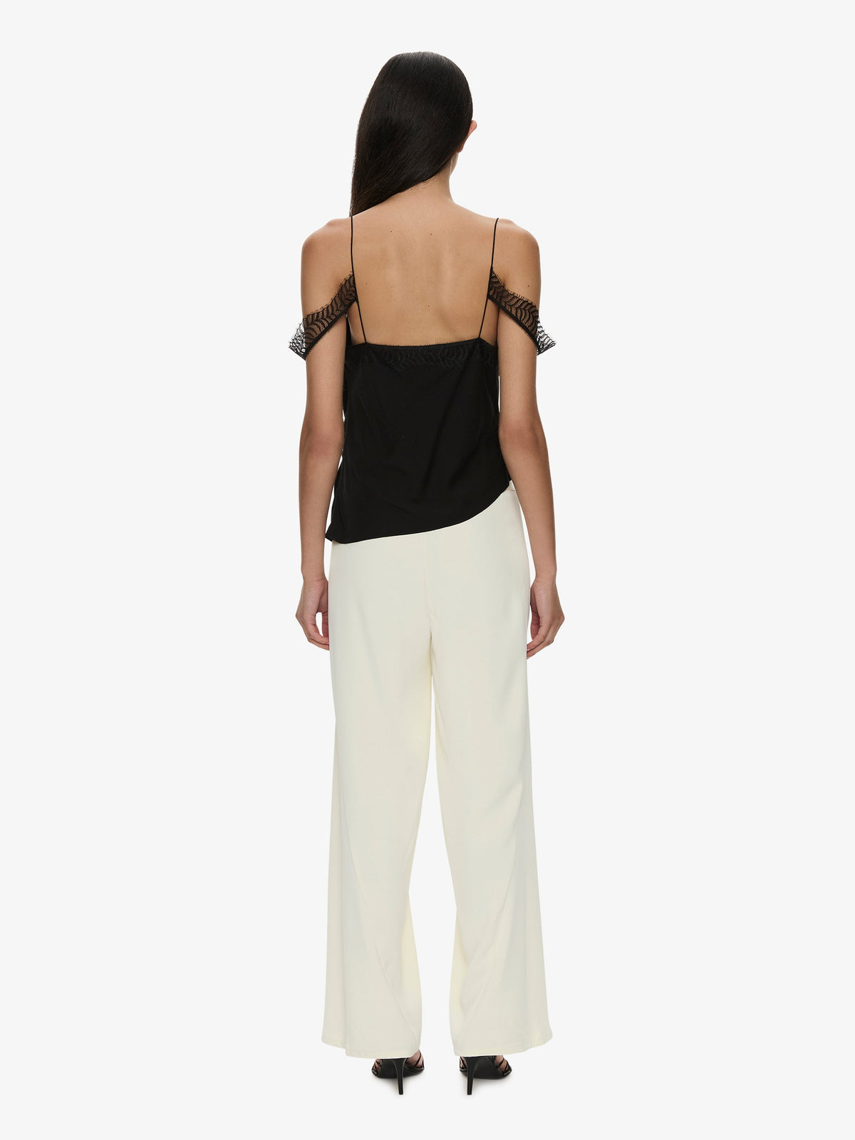 CHRISTOPHER ESBER Miro Split Lace Draped Cami (Black)