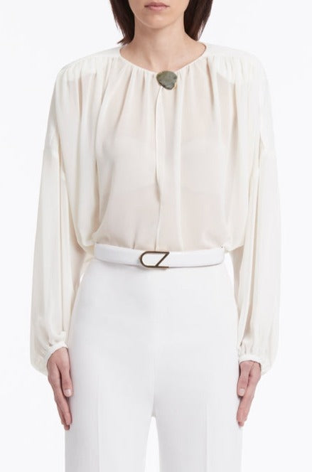 Image of Belts. Product name - White Leather Cz Logo Belt in White colour by brand - Carla Zampatti