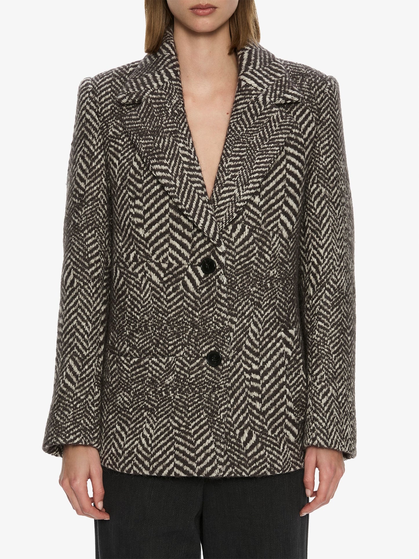 CHRISTOPHER ESBER Warped Herringbone Peacoat (White)