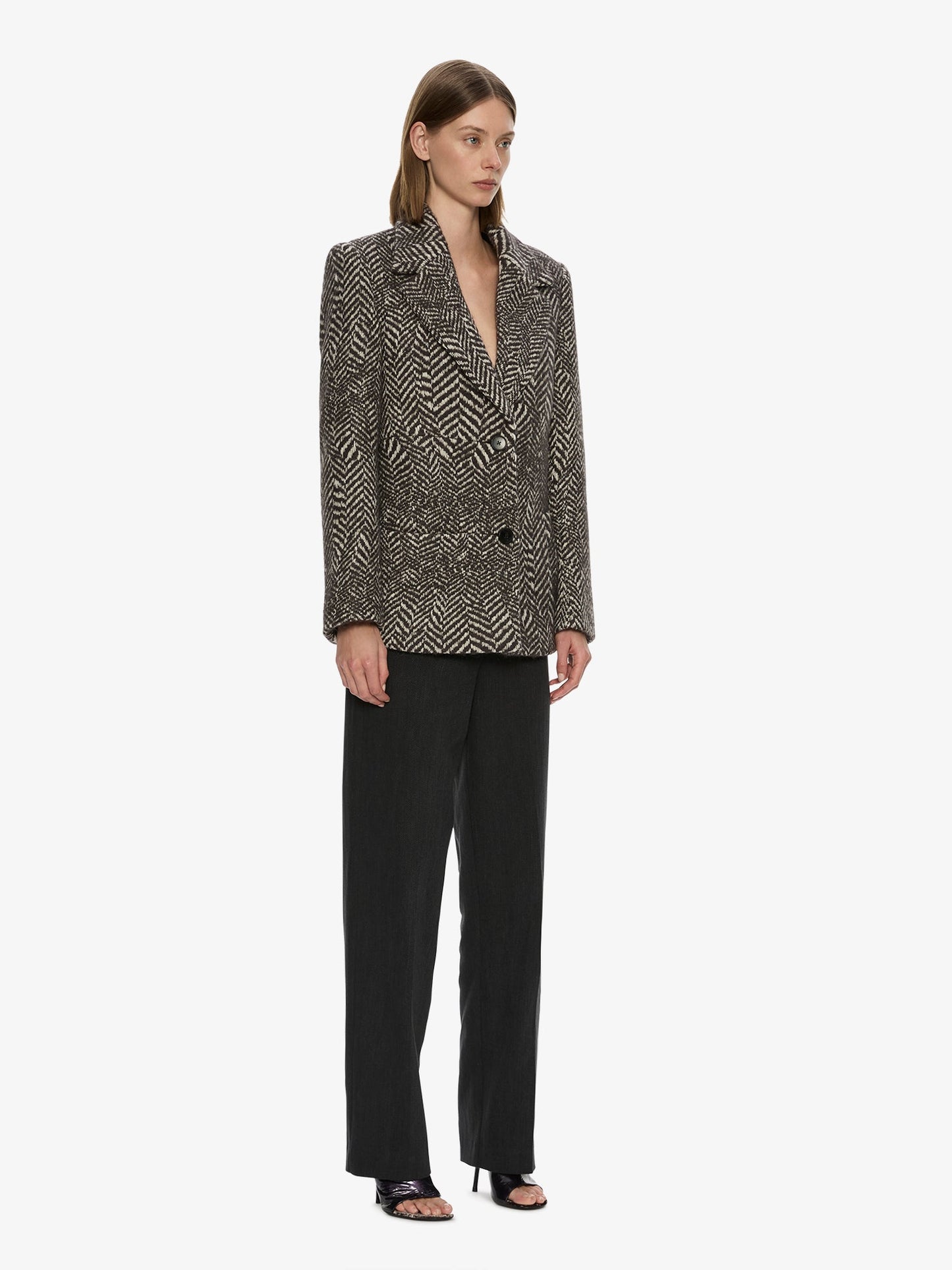 CHRISTOPHER ESBER Warped Herringbone Peacoat (White)