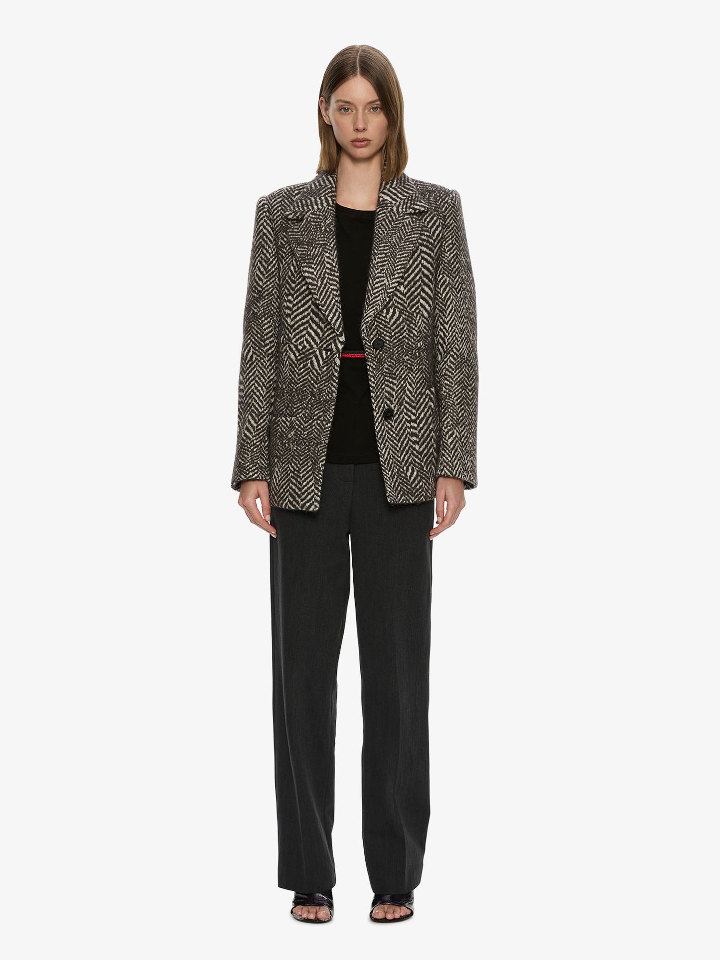CHRISTOPHER ESBER Warped Herringbone Peacoat (White)
