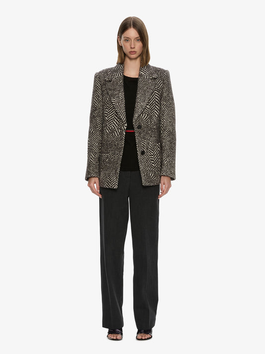 CHRISTOPHER ESBER Warped Herringbone Peacoat (White)