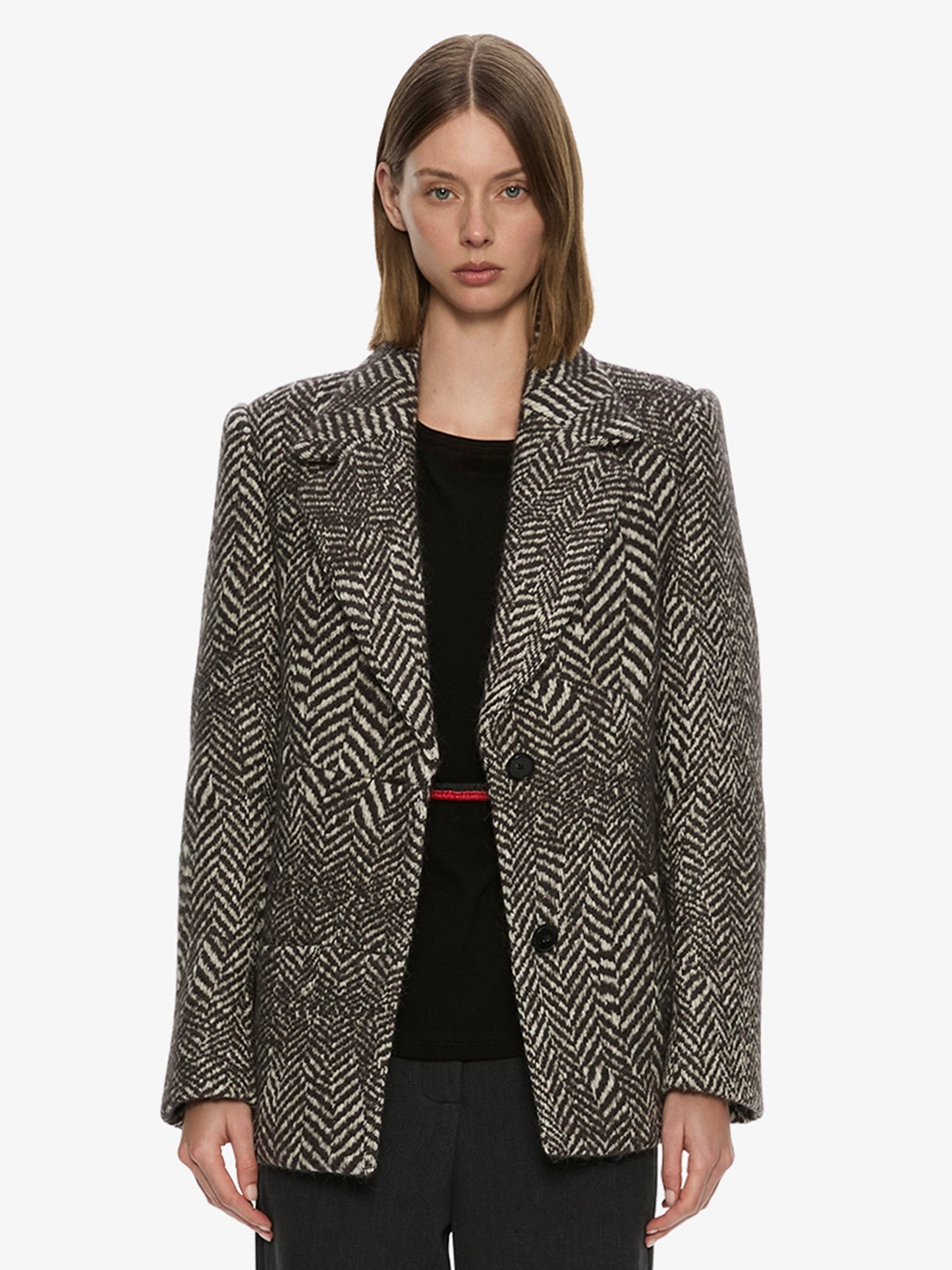 CHRISTOPHER ESBER Warped Herringbone Peacoat (White)