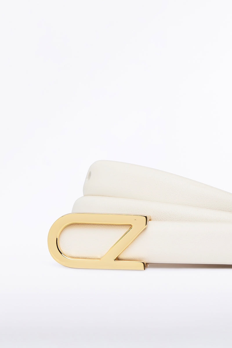 Carla Zampatti Ivory Cz Thin Logo Belt (White)