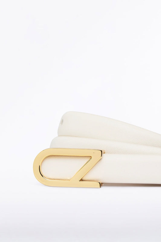 Carla Zampatti Ivory Cz Thin Logo Belt (White)