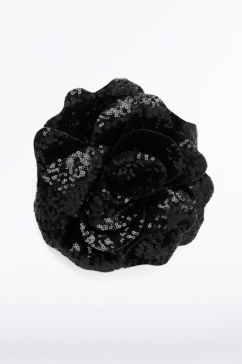 Image of Keychains. Product name - Black Sequin Fiore Brooch in Black colour by brand - Carla Zampatti