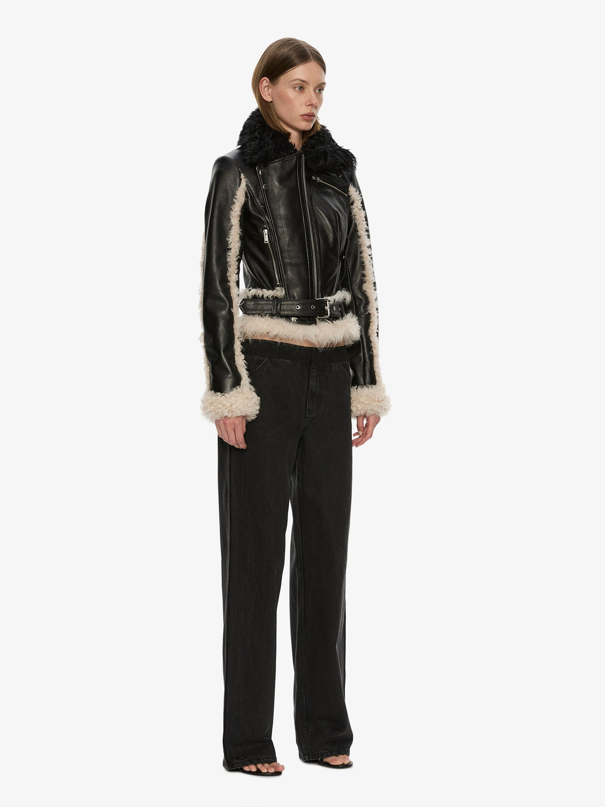 CHRISTOPHER ESBER Tyler Shearling Biker Jacket (Cream)