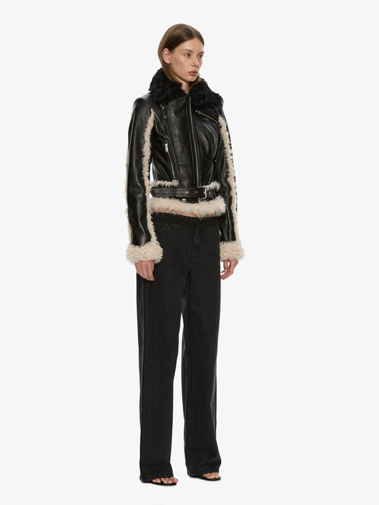 CHRISTOPHER ESBER Tyler Shearling Biker Jacket (Cream)