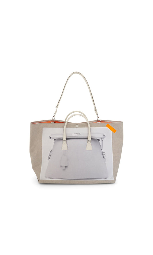 Image of Bags. Productname: MAISON MARGIELA Trompe L'Oeil 5AC Tote Bag in Natural Grey colour by brand - MAISON MARGIELA