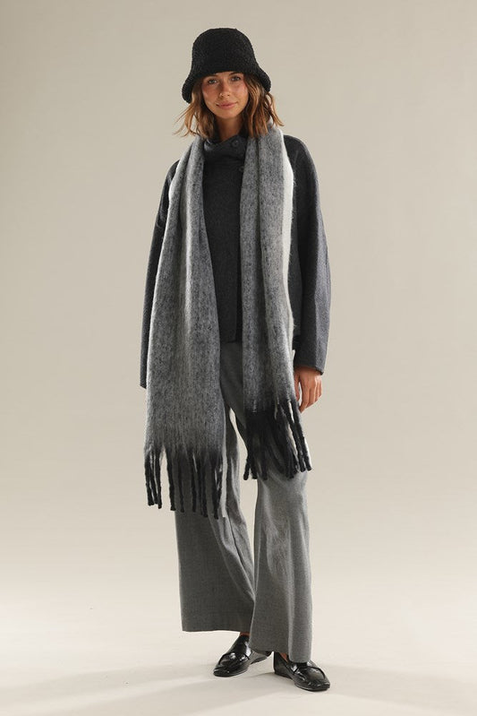 Image of Accessories. Product name - Cosette Chunky Two-Toned Scarf in Black / White colour by brand - Sass Clothing