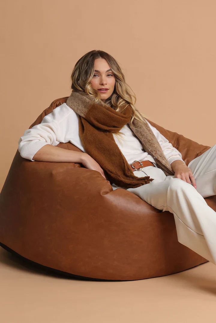 Image of Scarves & Shawls. Product name - Cosette Chunky Two-Toned Scarf in Brown colour by brand - Betty Basics