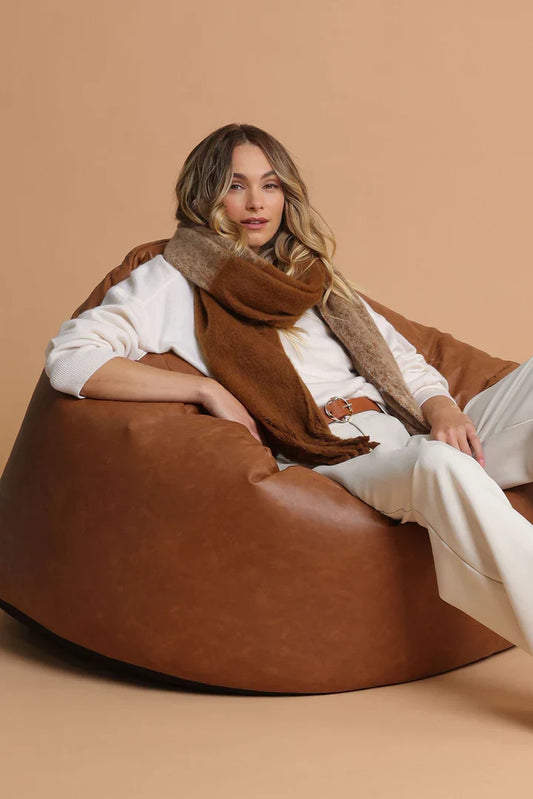 Image of Accessories. Product name - Cosette Chunky Two-Toned Scarf Brown in Brown colour by brand - Sass Clothing
