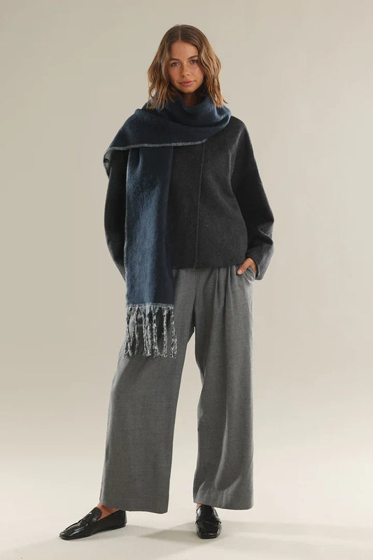 Image of Accessories. Product name - Hannah Reversible Scarf in Navy colour by brand - Sass Clothing