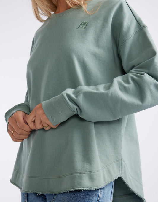 White & Co. Staple Scoop Hem Sweat (Sage)
