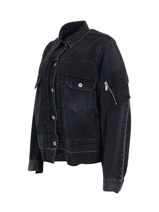 SACAI Denim & Nylon Twill Jacket (Black)
