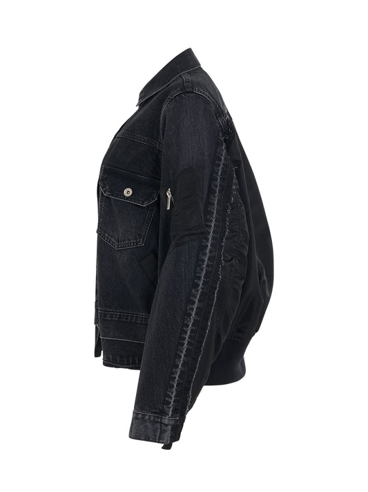 SACAI Denim & Nylon Twill Jacket (Black)