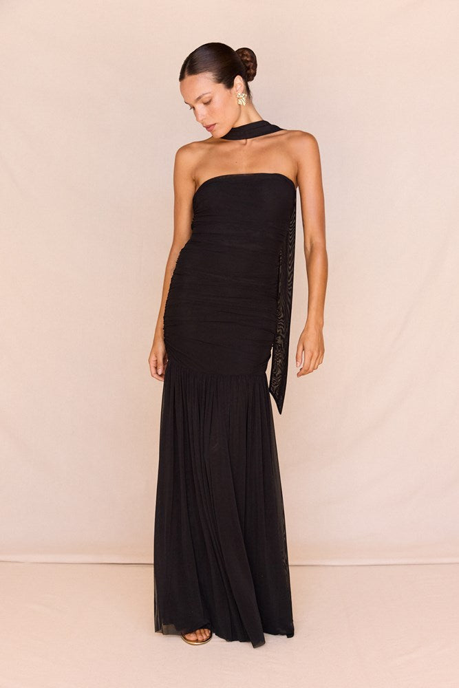 Sass Clothing Hayley Strapless Mesh Dress (Black)