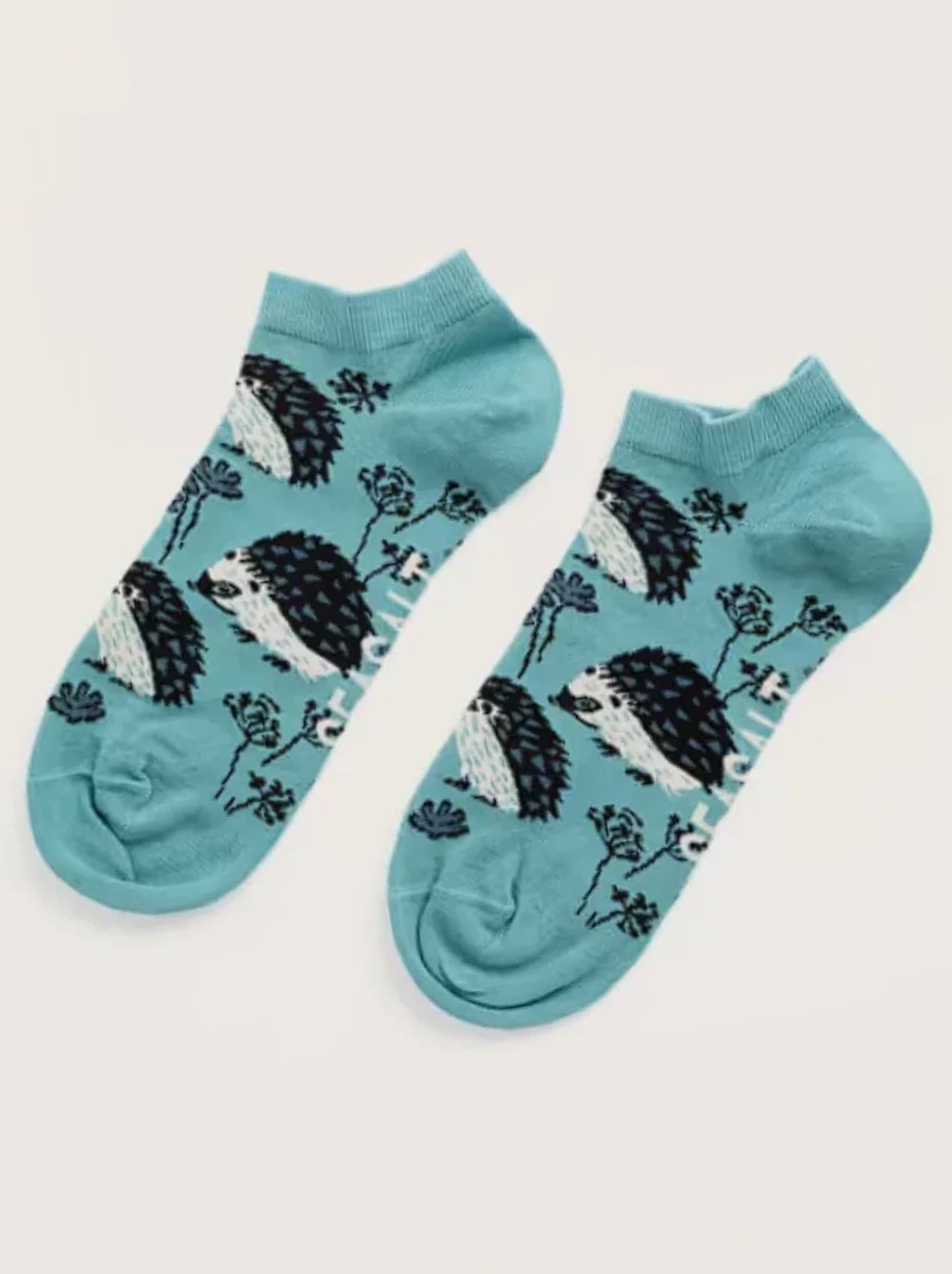 Image of Socks. Product name - Seasalt Bamboo Arty Trainer Socks in Hedgehog Garden colour by brand - Seasalt