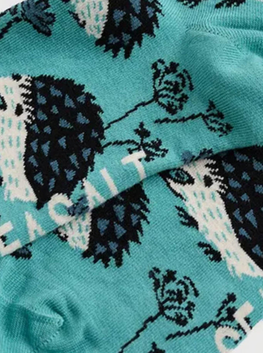SEASALT BAMBOO ARTY TRAINER SOCKS (Hedgehog Garden)