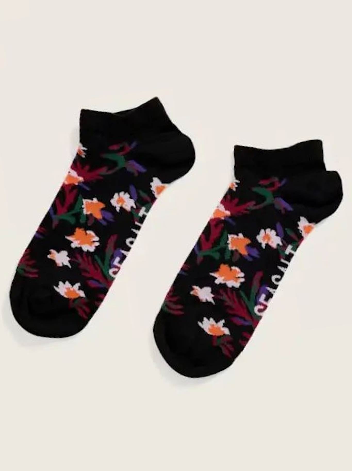 Image of Socks. Product name - Seasalt Arty Trainer Socks in Roseland Blooms colour by brand - Seasalt