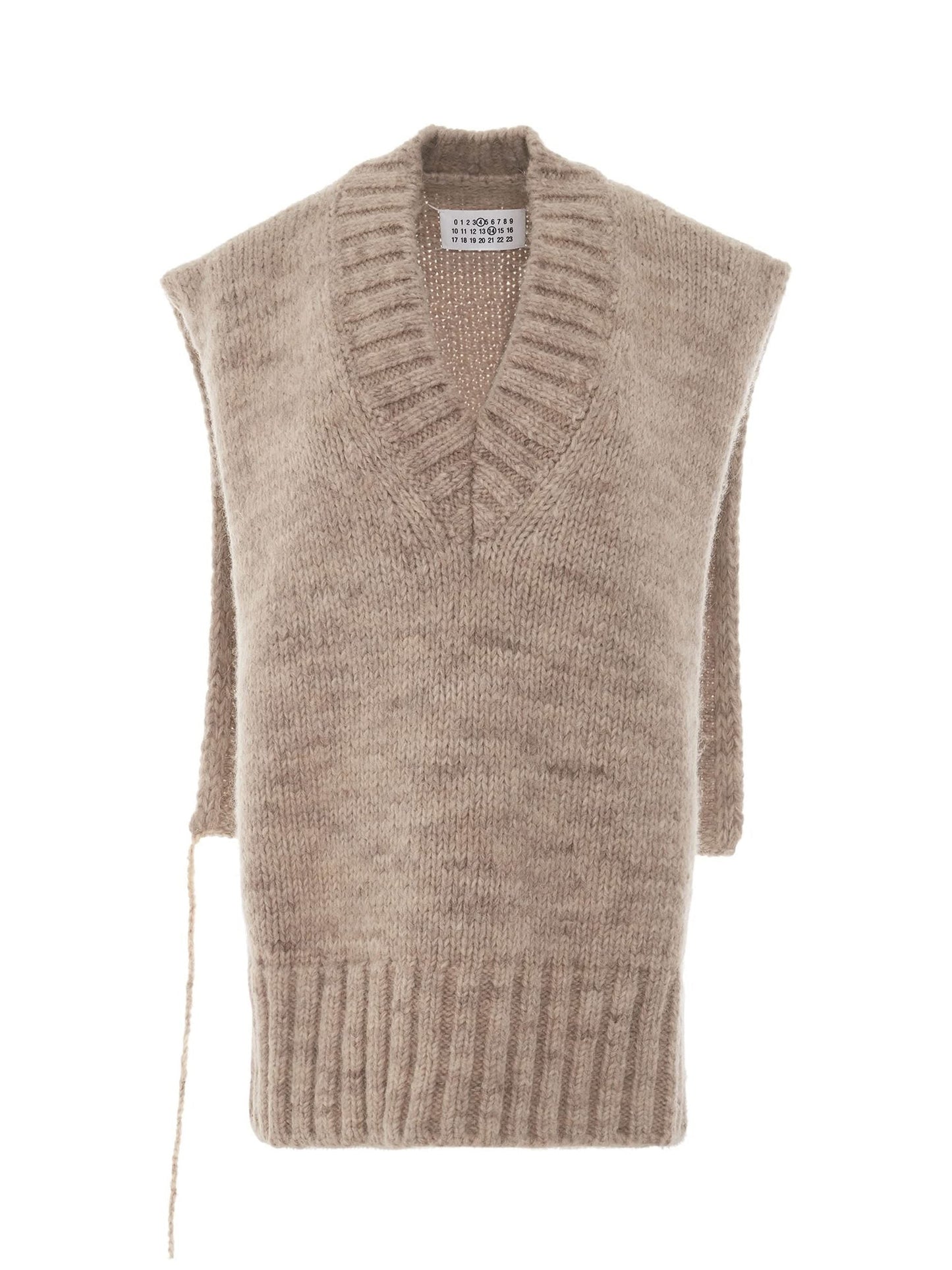Image of Coats & Jackets. Productname: MAISON MARGIELA Botanical Dye Knit Vest in Light Brown colour by brand - MAISON MARGIELA