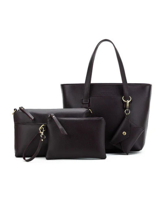 Image of Bags. Product name - Antoinette Aubergine 3 Piece Handbag Set Aubergine in Dark Blue colour by brand - Black Caviar Designs