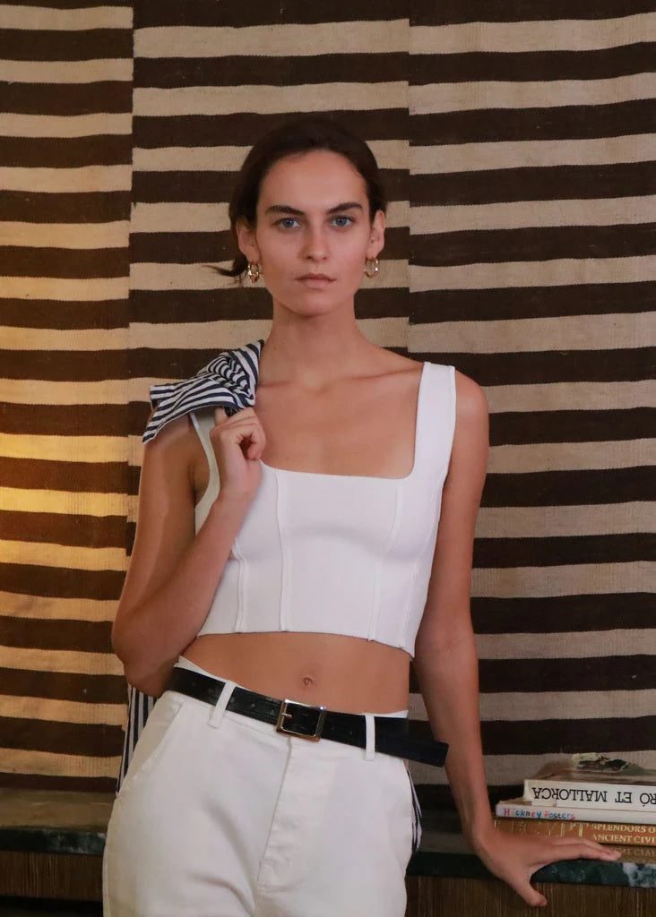 Heychic Bly Knit Crop Top (White)