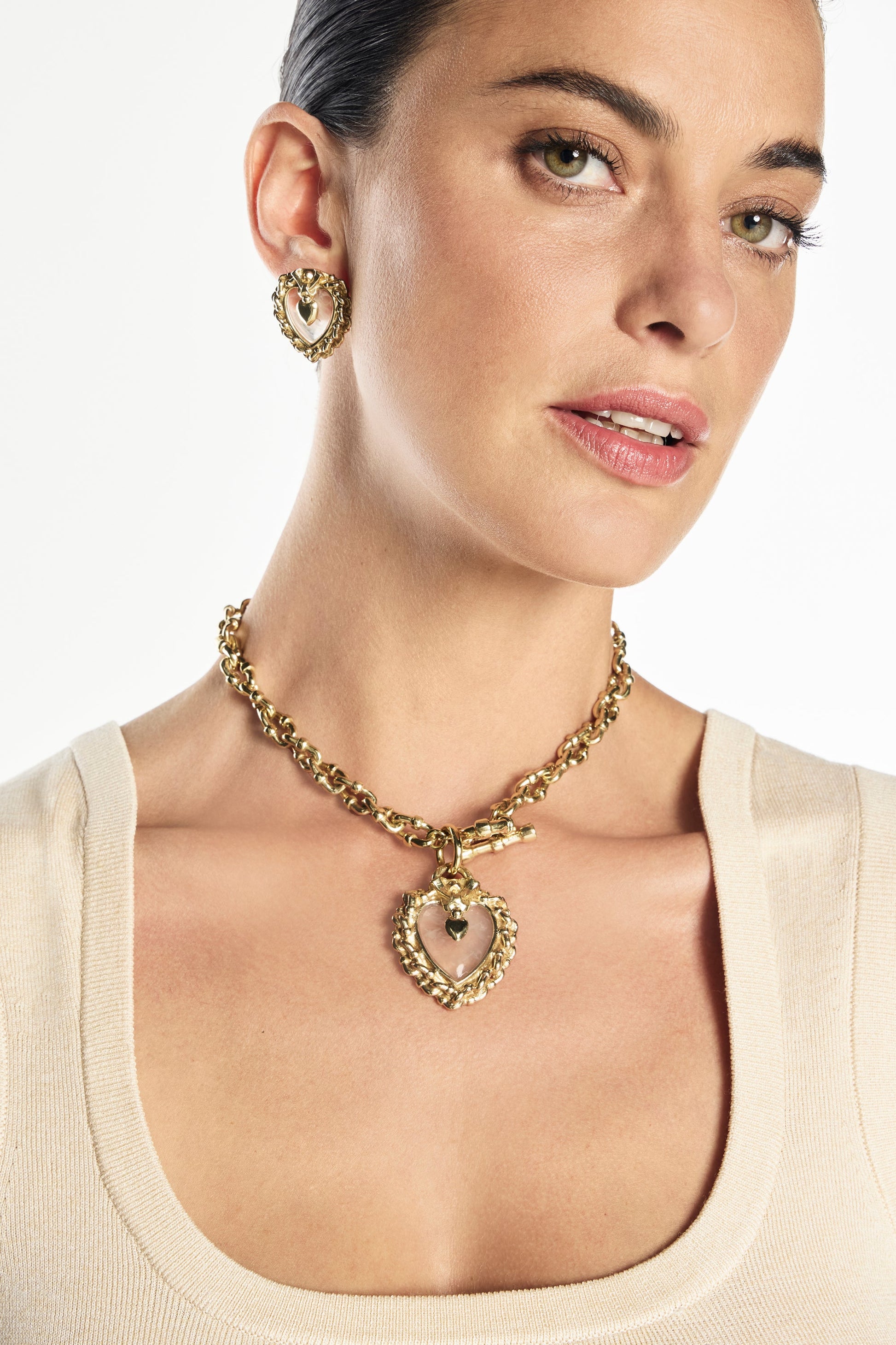 Image of Earrings. Productname: Small Heart Earring in Gold/Crystal colour by brand - Manning Cartell