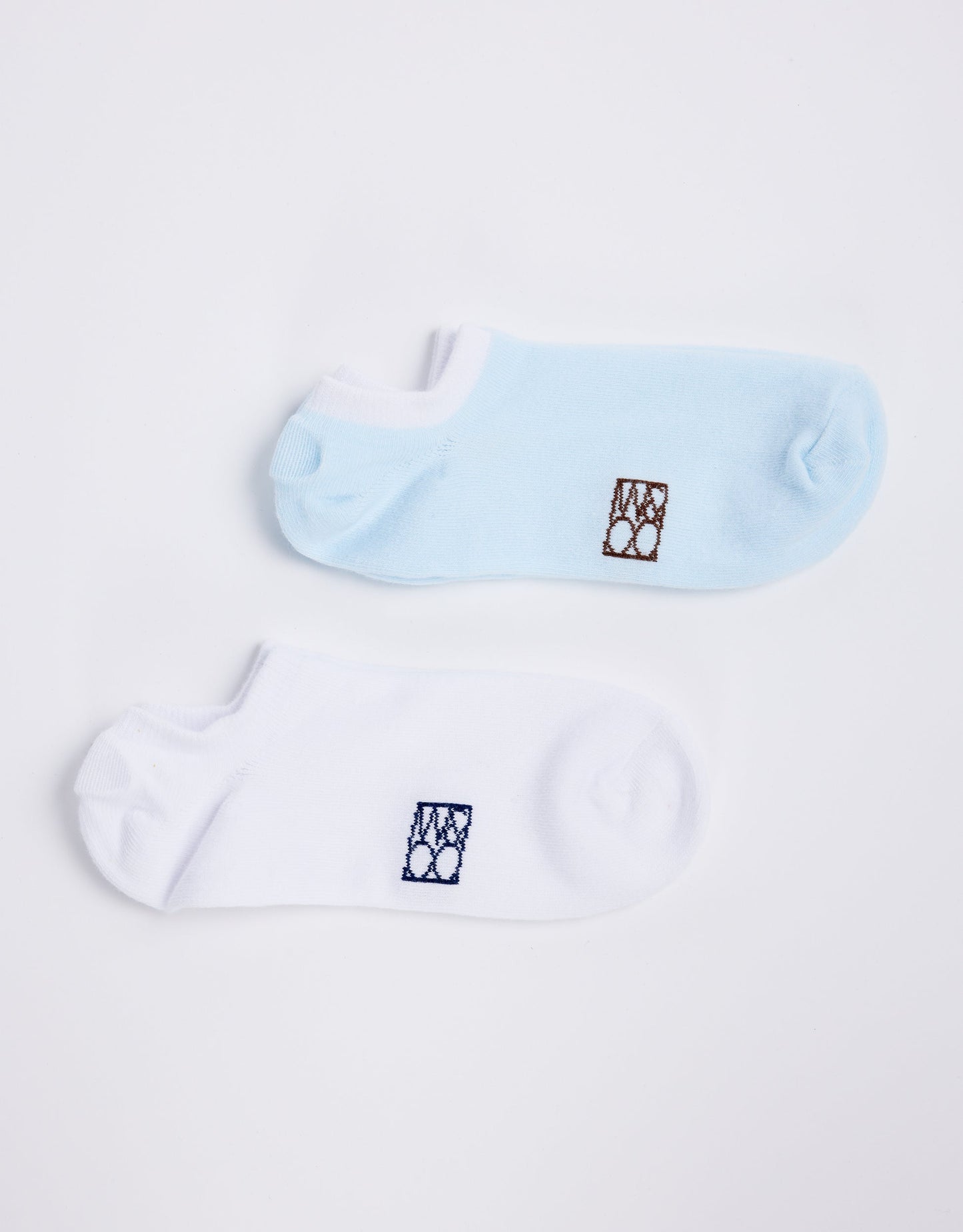 White & Co. Monogram Socks 2 Pack (Ice Blue/White)