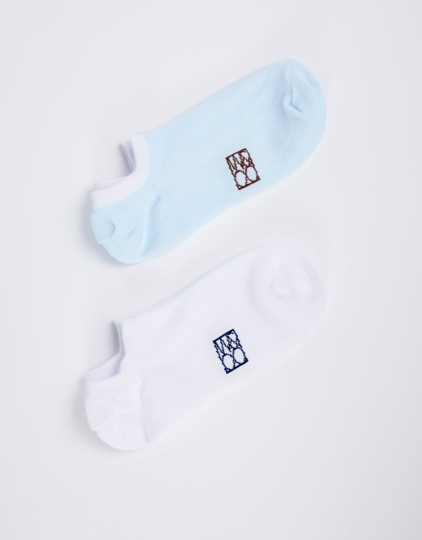 White & Co. Monogram Socks 2 Pack (Ice Blue/White)