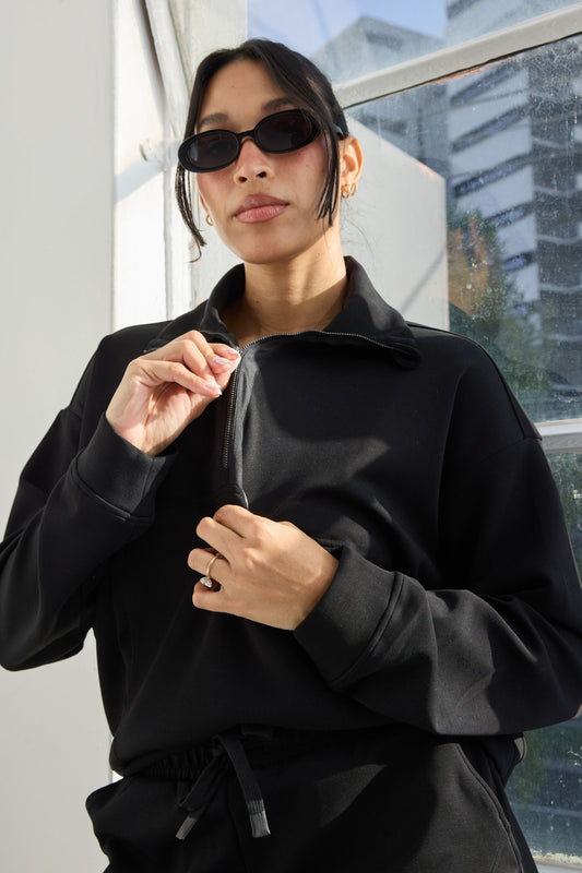 Soft Luxury 1/2 Zip Sweater (Black)