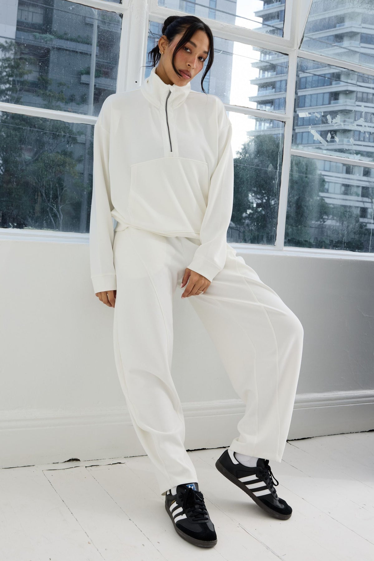 Soft Luxury Barrel Leg Track Pant (Chalk)