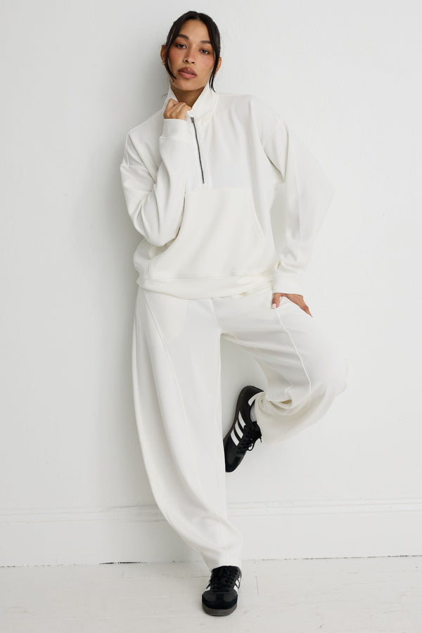 Image of Decor. Product name - Soft Luxury 1/2 Zip Set in Chalk colour by brand - All Fenix