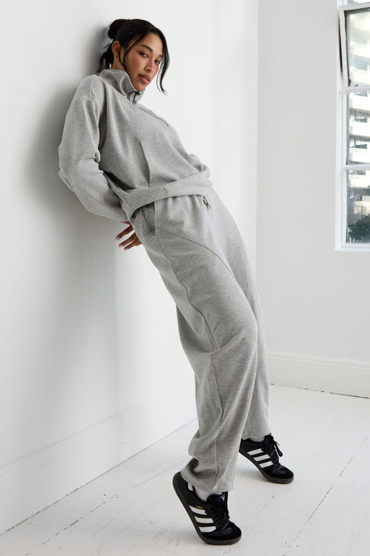 Soft Luxury Barrel Leg Track Pant (Grey)