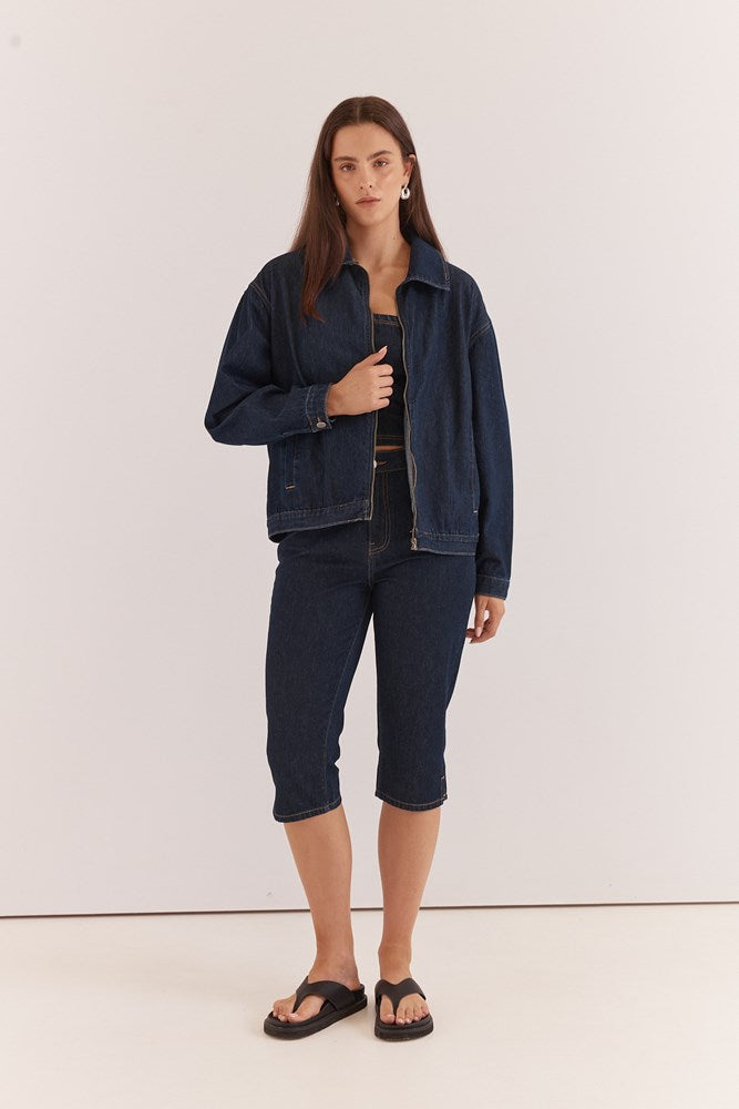 Sass Clothing Kumi Zip Denim Jacket (Rinse Wash)