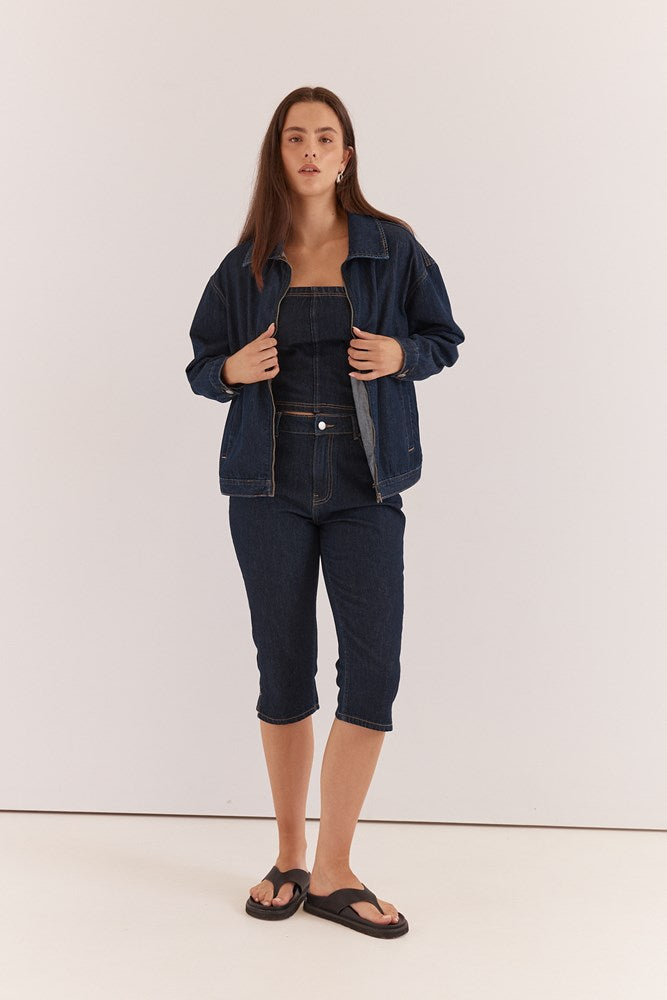 Sass Clothing Kumi Zip Denim Jacket (Rinse Wash)