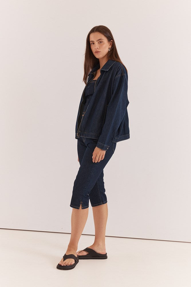 Sass Clothing Kumi Zip Denim Jacket (Rinse Wash)
