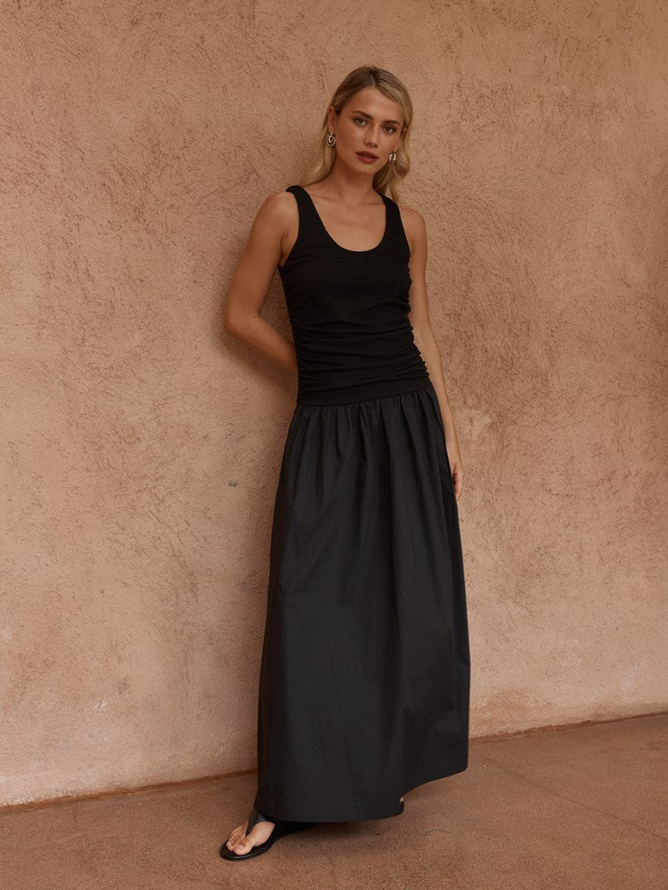 Image of Dresses. Product name - Harris Ruched Dress Black in Black colour by brand - Sass Clothing