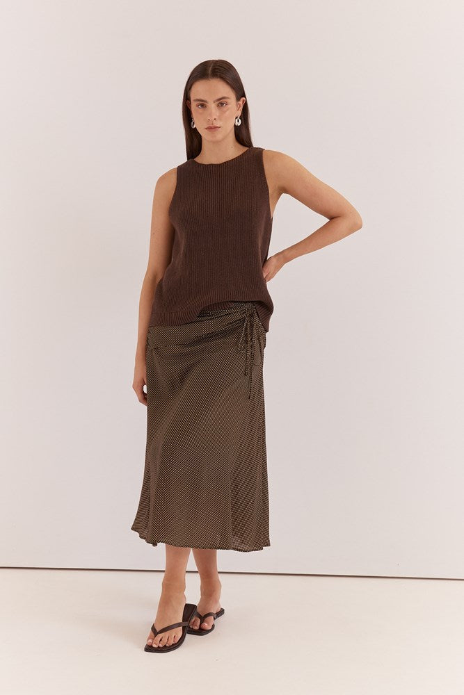 Sass Clothing Oriana Ruched Waist Skirt (Micro Dot)