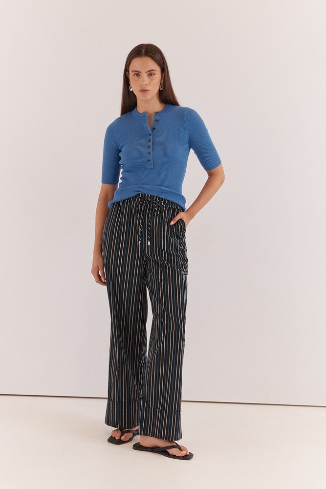 Sass Clothing Sol Resort Pants (Black Cobalt Stripe)
