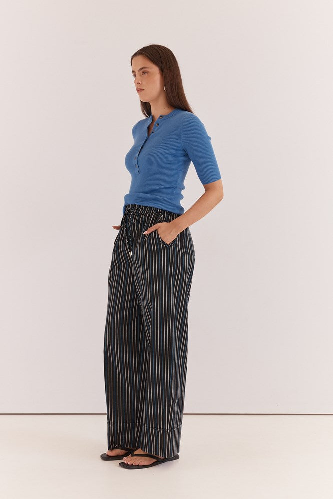 Sass Clothing Sol Resort Pants (Black Cobalt Stripe)