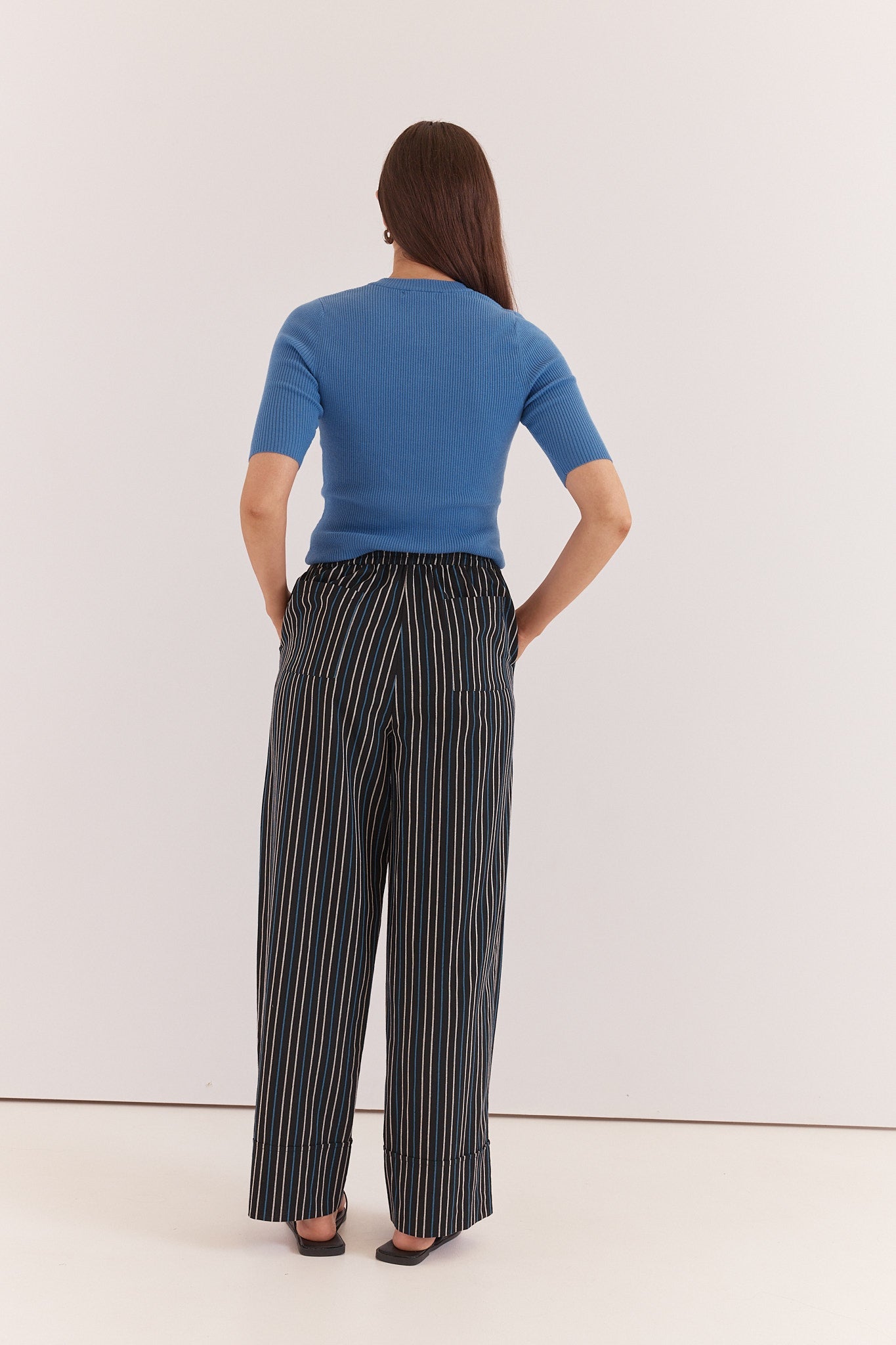 Sass Clothing Sol Resort Pants (Black Cobalt Stripe)
