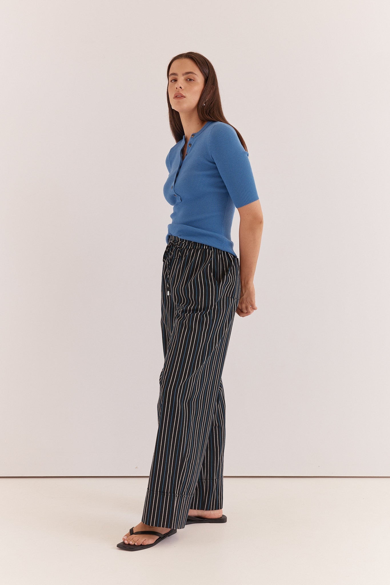 Sass Clothing Sol Resort Pants (Black Cobalt Stripe)