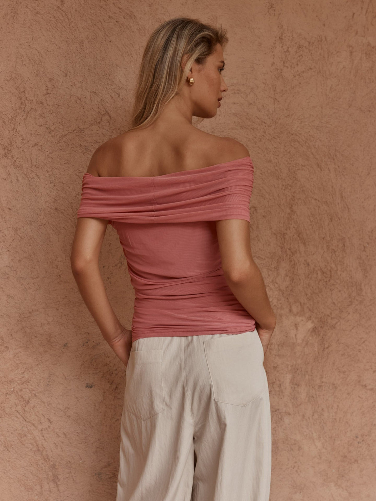 Sass Clothing Jordan Off Shoulder Top (Burnt Pink)