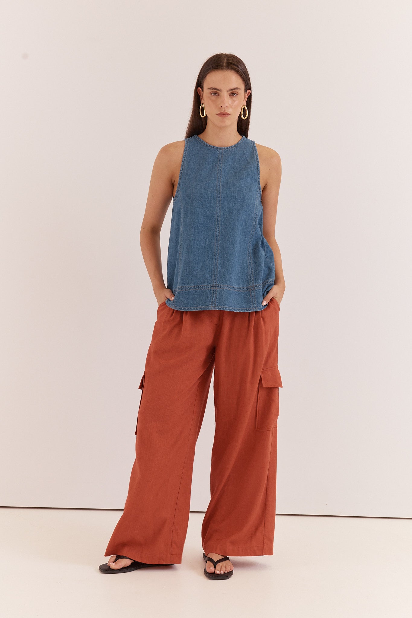 Sass Clothing Katia Cargo Trouser (Rust Red)