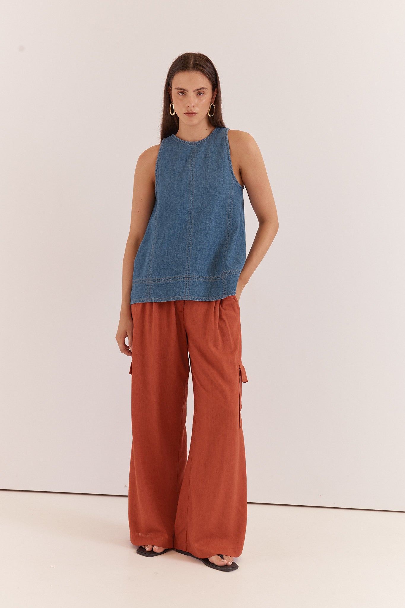 Sass Clothing Katia Cargo Trouser (Rust Red)