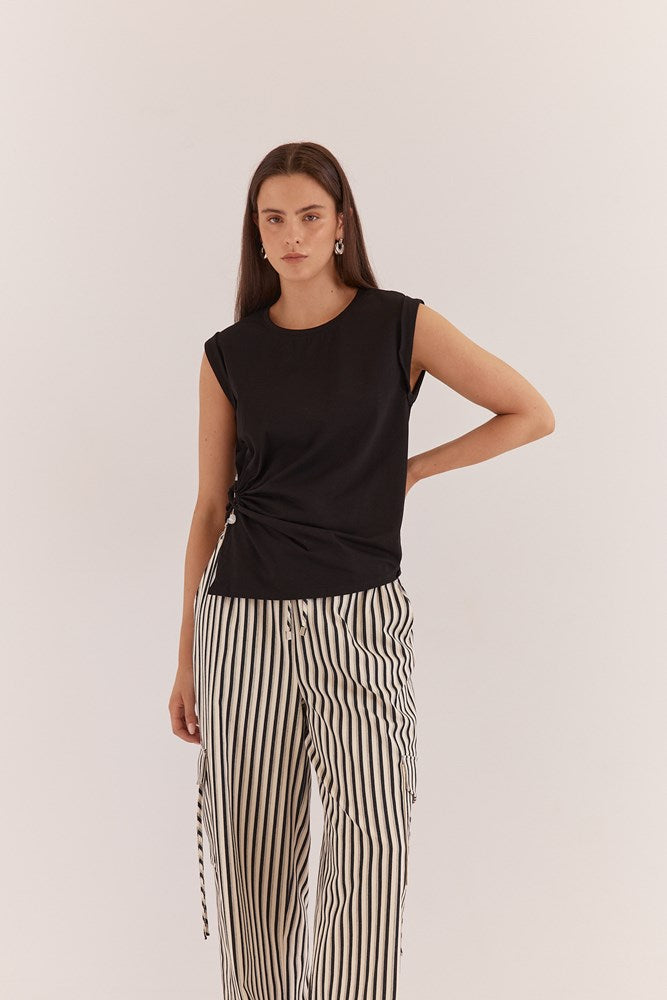 Sass Clothing Dianna Stone Trim Tank (Black)