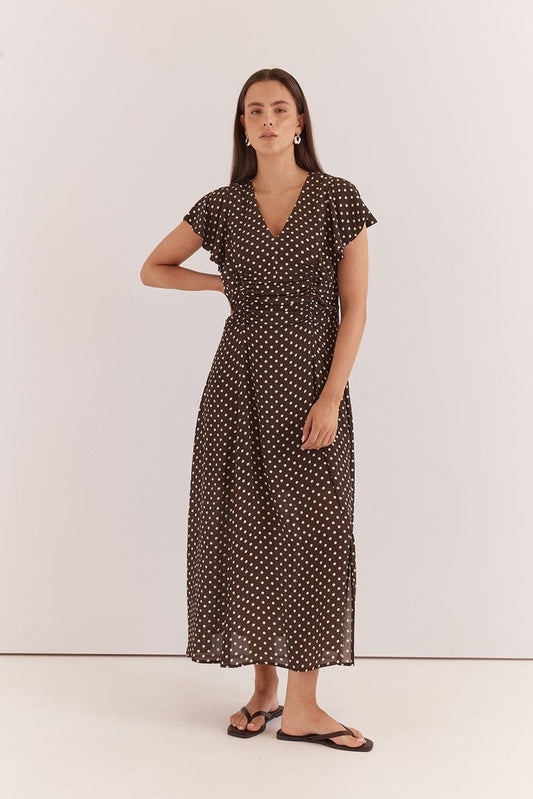 Sass Clothing Elba Ruched Waist Dress (Polka Dot)