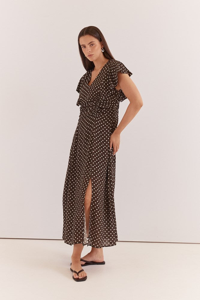 Sass Clothing Elba Ruched Waist Dress (Polka Dot)