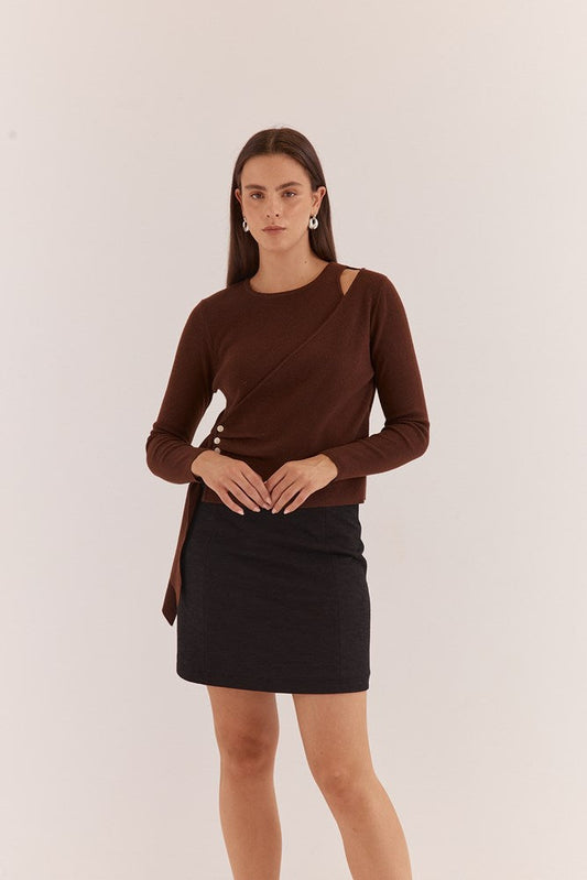 Sass Clothing Azalea Wrap Sweater (Chocolate)